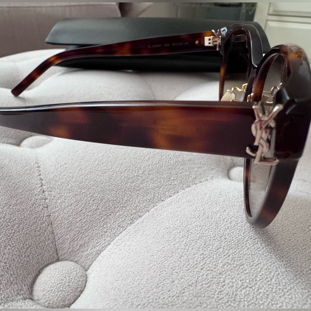 Saint Laurent Rounded Acetate Sunglasses Havana